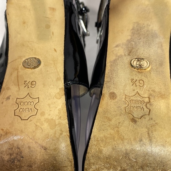 Charles David black open toe sandal leather cross strap ankle - Picture 7 of 12